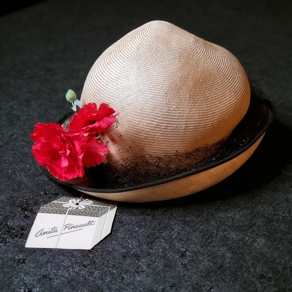💙*) VINTAGE 1960s Anita Pineault Womens Bowler New with Tags - Picture 5 of 7
